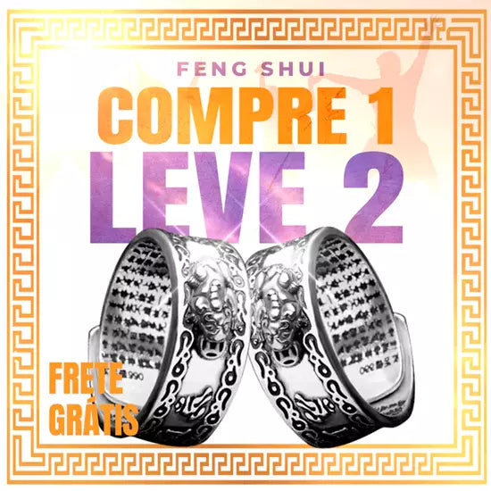 Anel Feng Shui Abundância Infinita em prata, com inscrição de mantras de prosperidade. Oferta especial "Compre 1 Leve 2" com frete grátis, ideal para atrair sorte e abundância. Design detalhado e simbolismo espiritual. Pelicano Azul.