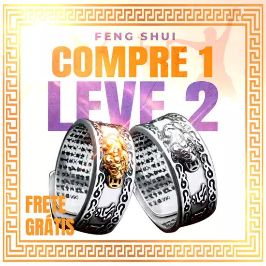 Feng Shui Clássico em prata, gravado com mantras de proteção e prosperidade. Oferta especial "Compre 1 Leve 2" com frete grátis, perfeito para atrair abundância e harmonia. Design sofisticado com símbolos orientais. Pelicano Azul.