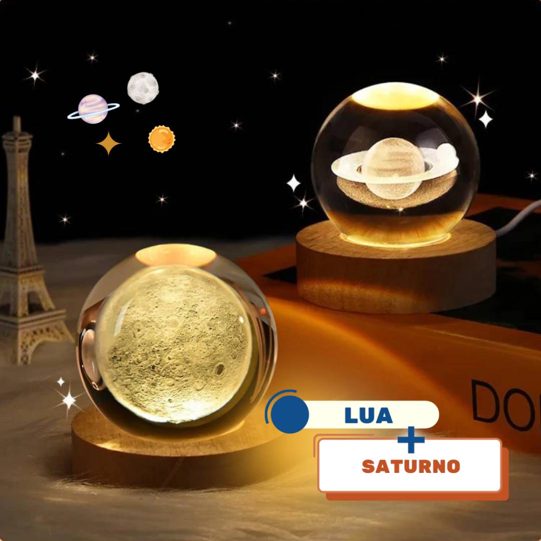 Duas-Luminarias-Planetarias-3D-Com-Base-Em-LED-De-Madeira-Da-Lua-E-Saturno Pelicano Azul